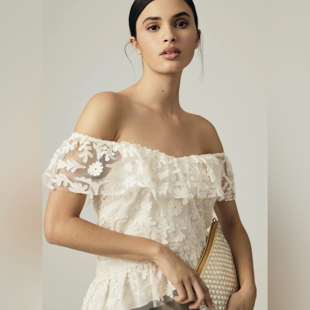 ANTHROPOLOGIE TEXTURED OFF THE SHOULDER TOP - Picture 3 of 14